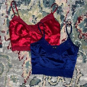 Red and Blue Lace Bralette Set